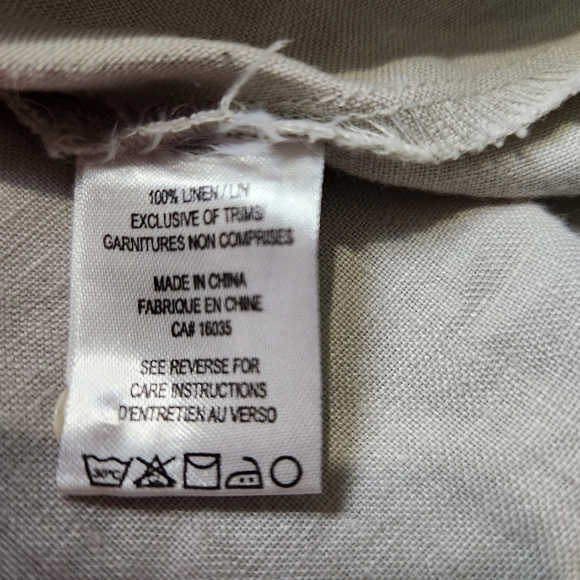 Shirt Dress Mini 100% Linen safari inspired Tan color Buttons Size S EFFETI MODA - Picture 8 of 13